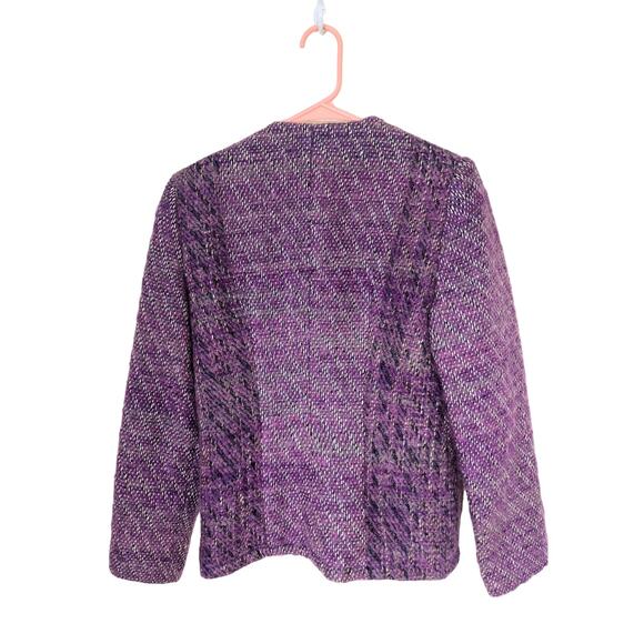 Nikos Handwoven 80s Vintage Purple Textured Woven Wool Art To Wear Blazer S - Picture 5 of 8